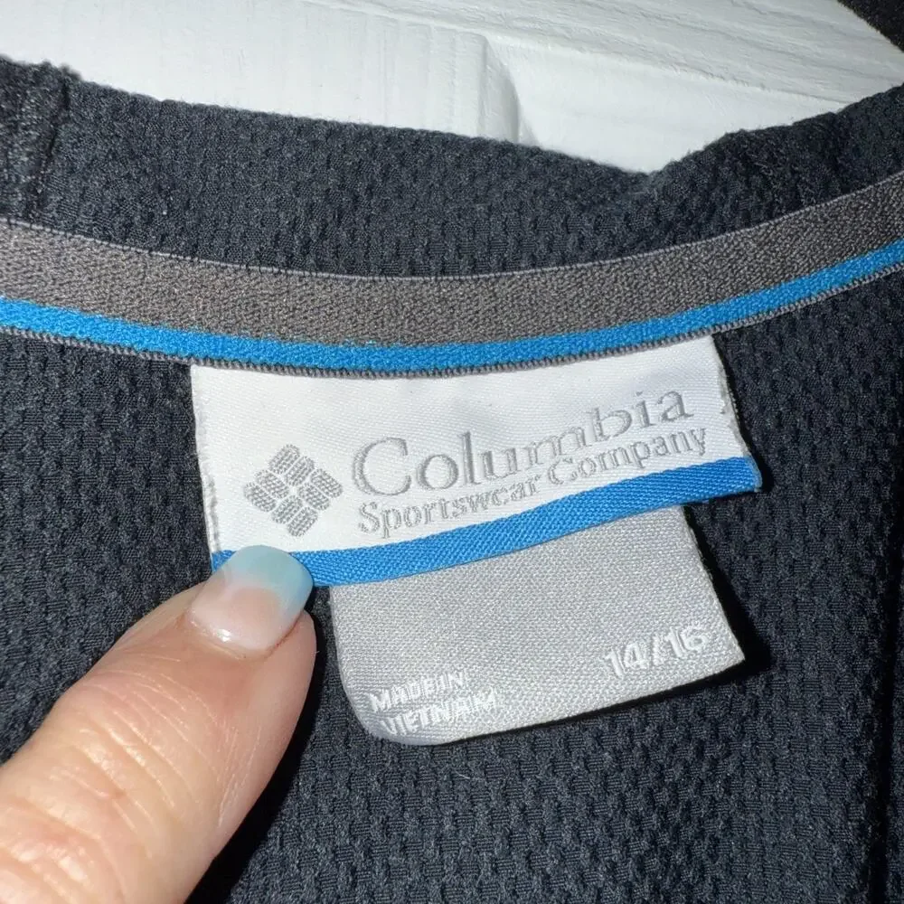 Columbia Full Zip Jacket‎ Youth Sz 14/16 Black Hooded Omni-Shield Outdoor Hiking